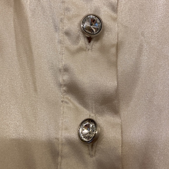 EUC Ambiance Apparel Belted Silky Blouse, Light Champagne Color, size US Medium - Picture 3 of 7